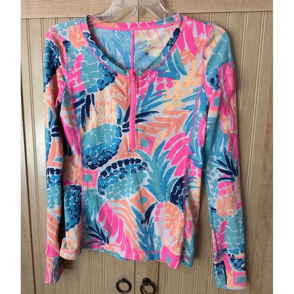 Lilly Pulitzer Upf 50+ Luxletic Kona Sunguard Rash Guard Goombay Smash Sz XS